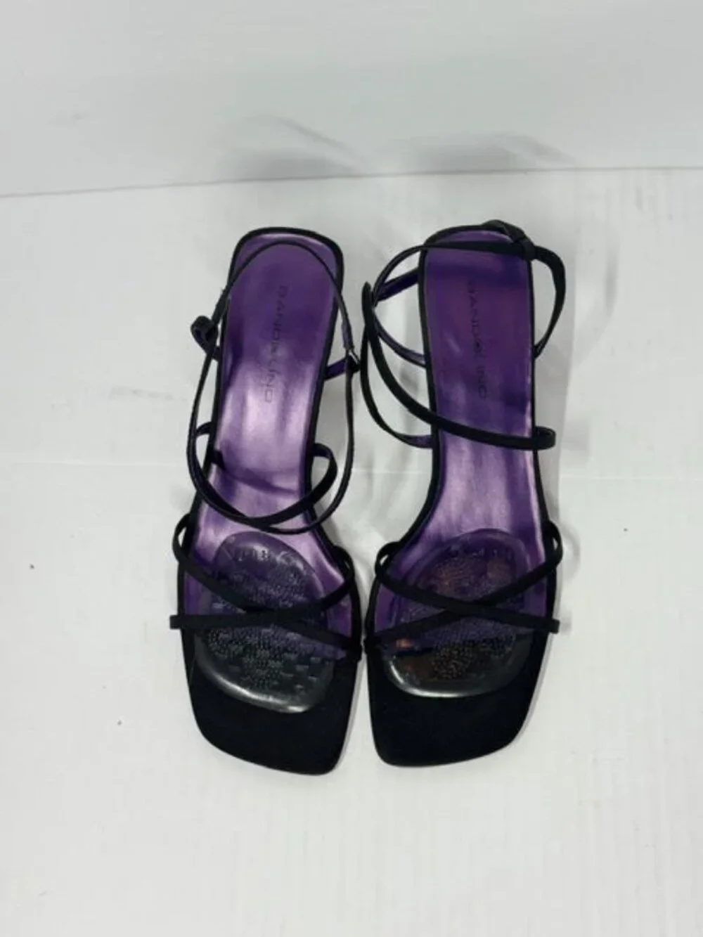 Bandolino Black Strappy Kitten Heel Sandals Square Toe Size 8 Dress Shoes